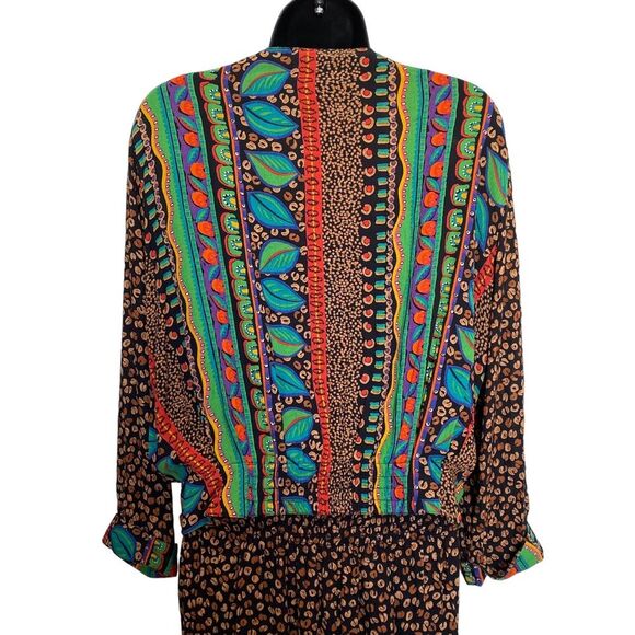 Vintage Carole Little Two Piece Bohemian Pantsuit Beaded Large Buttons 90s Sz 8 - Picture 6 of 16